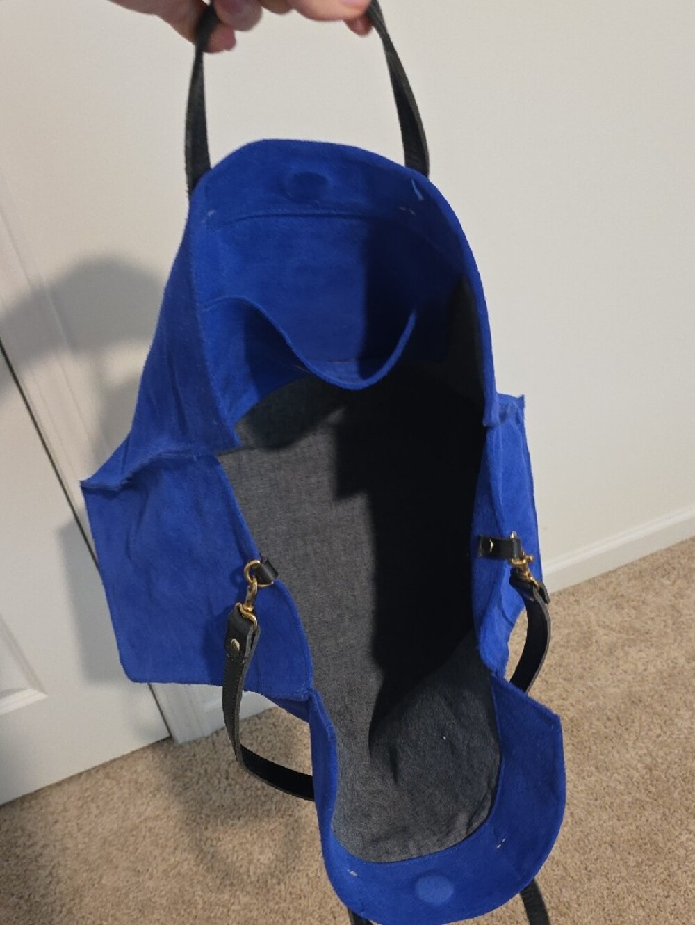 Clare V. Simple Tote In Blue Suede - Picture 7 of 9